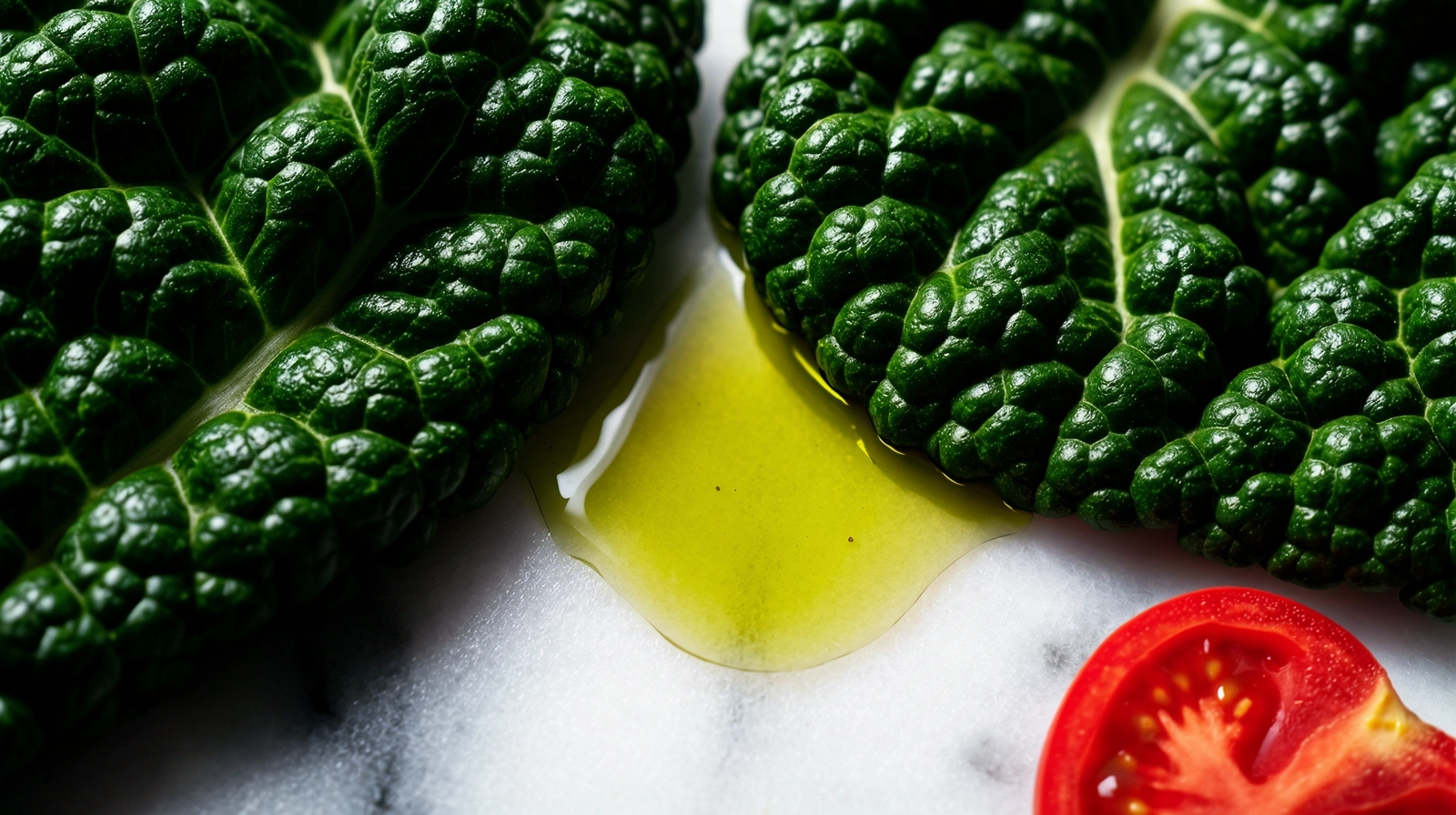 Fresh Mediterranean ingredients on a lab surface